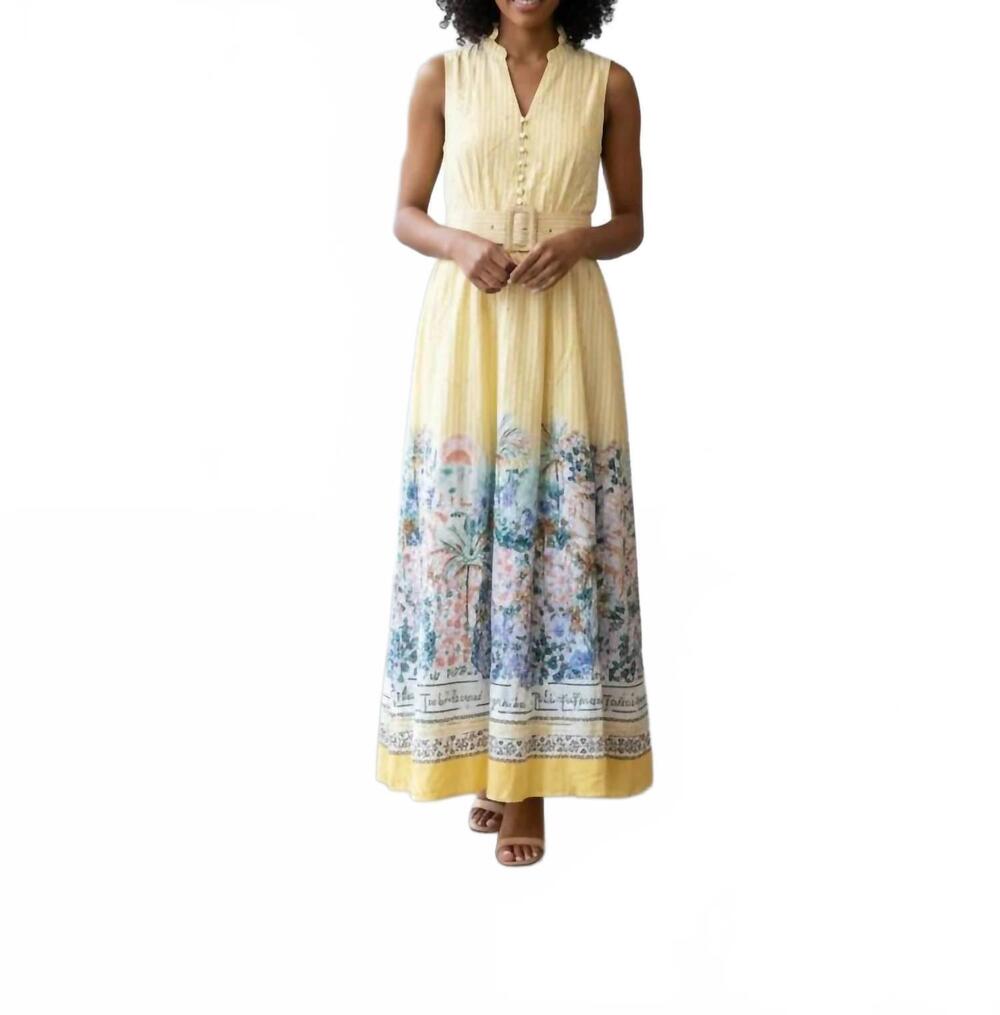 NEW ENTRO women's maxi print dress in gold